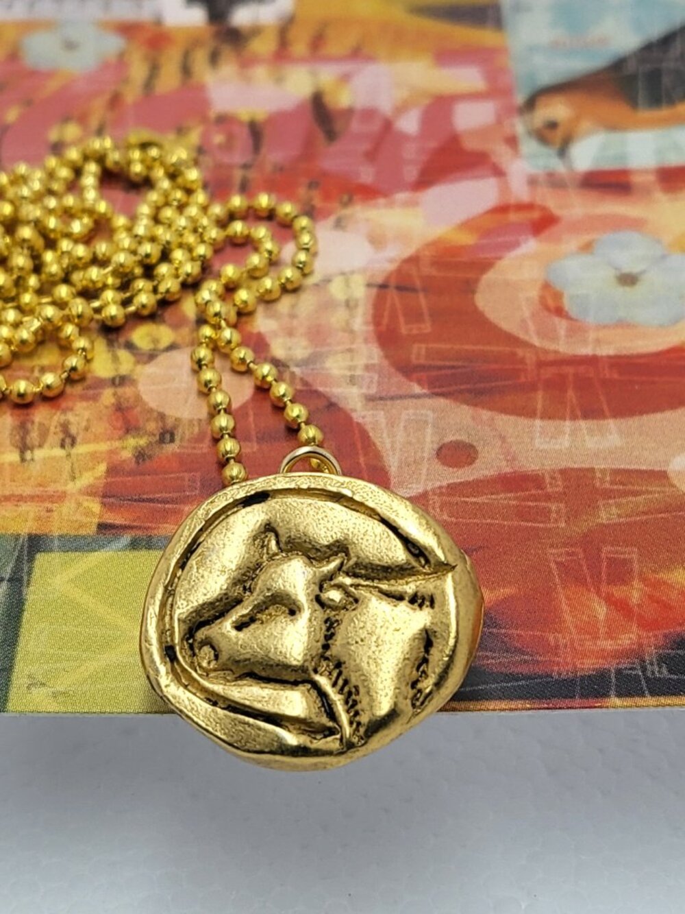 Necklace with vintage Todd Oldham Buttons 90s 24K Gold